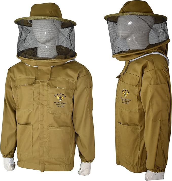 Beekeeping Jacket With Round Veil/Hat (Khaki)