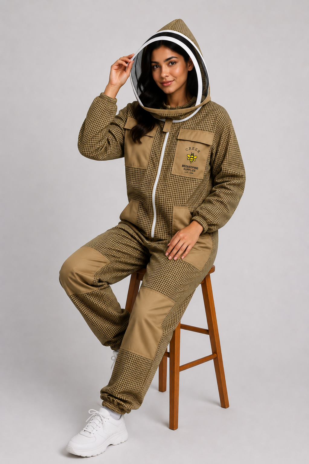 Premium Khaki 3- Layer Fully Ventilated Suit With Fencing Veil / Hat (Copy)