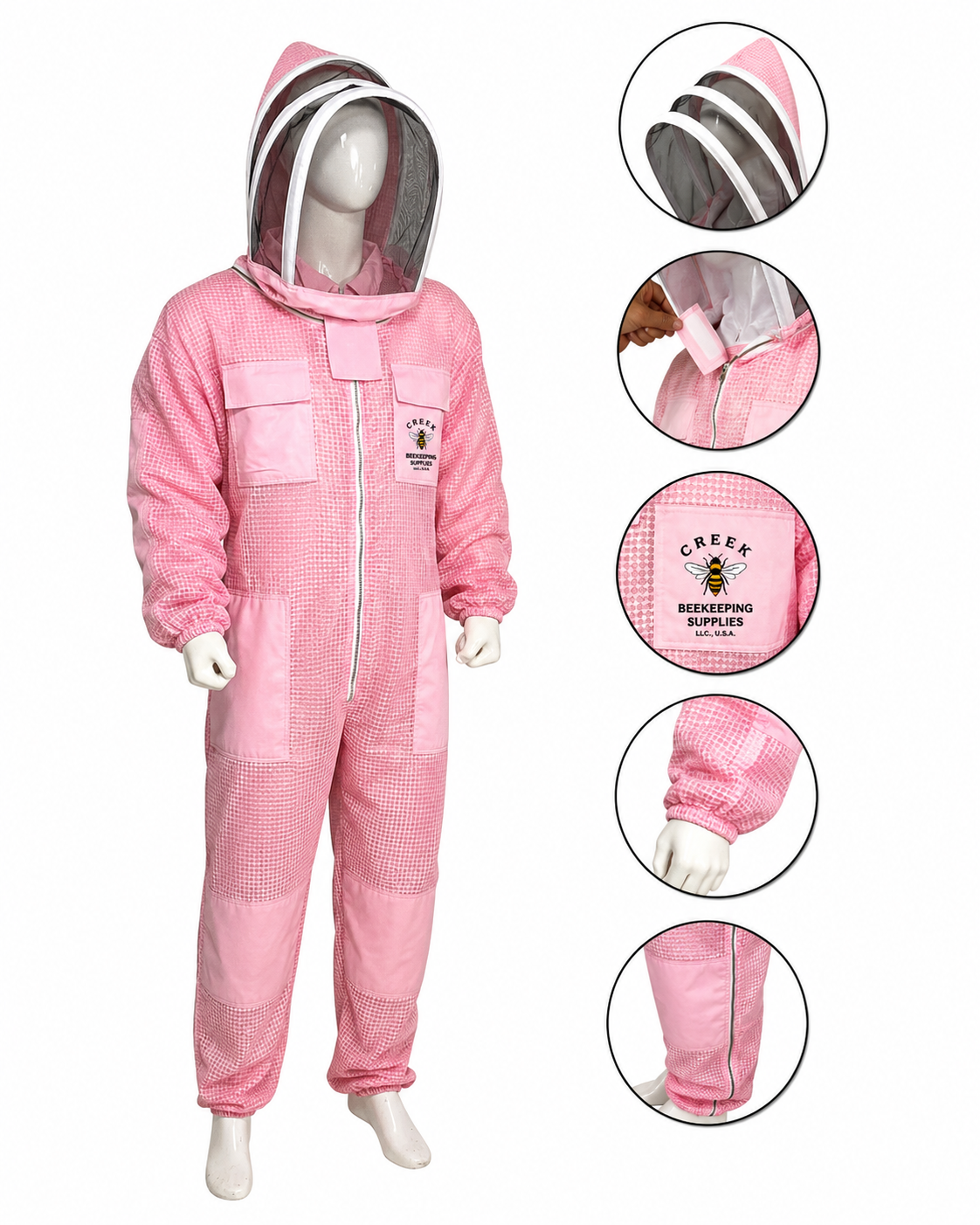 Premium Pink 3- Layer Fully Ventilated Suit With Fencing Veil / Hat (Copy)