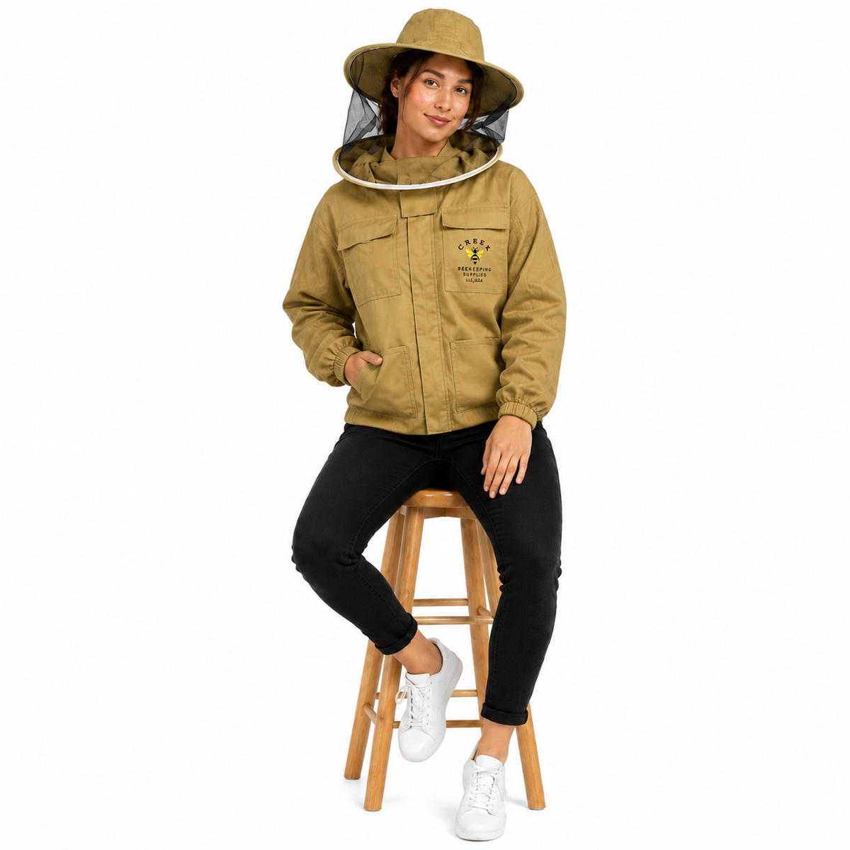 Beekeeping Jacket With Round Veil/Hat (Khaki)