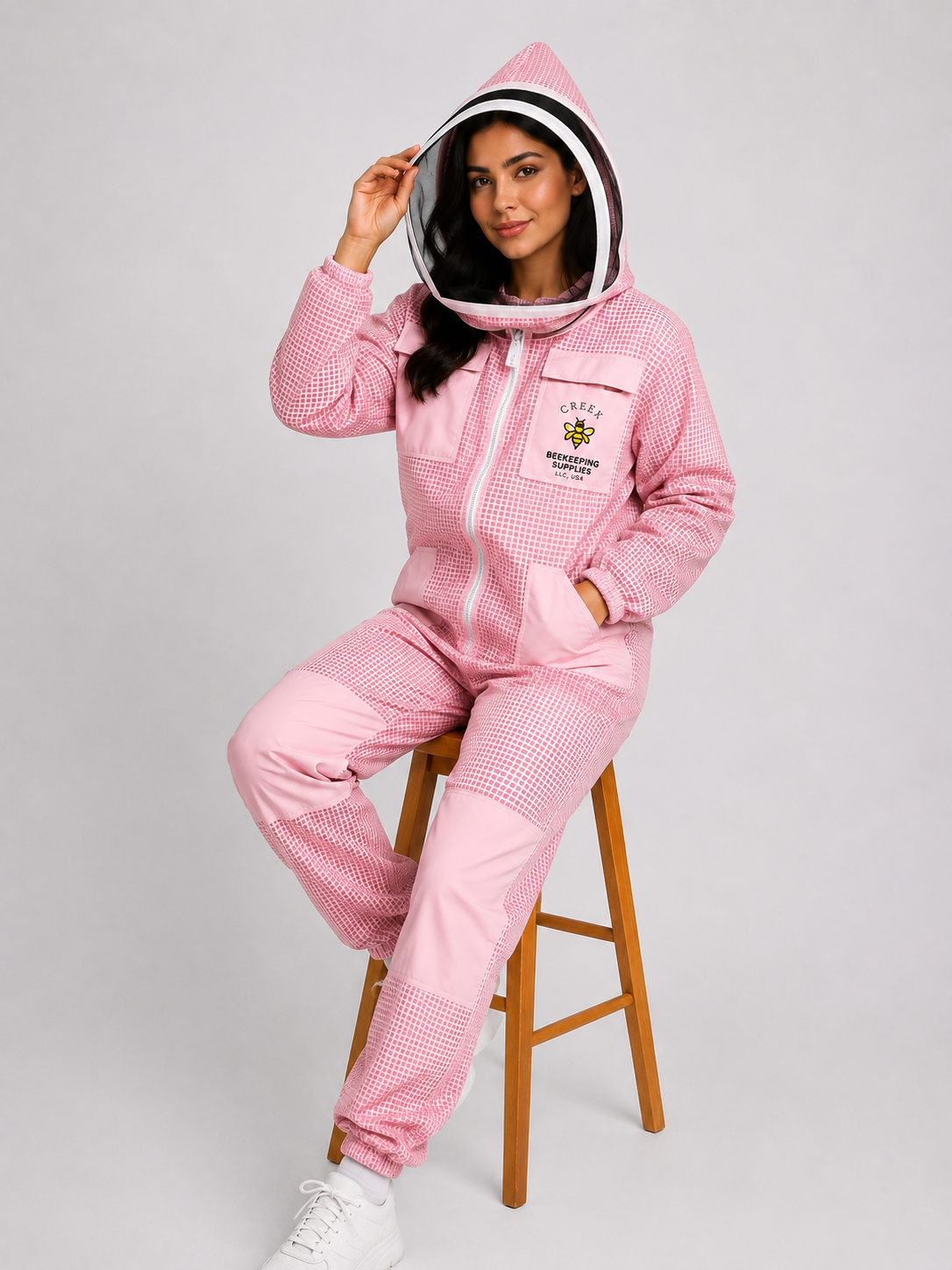 Premium Pink 3- Layer Fully Ventilated Suit With Fencing Veil / Hat (Copy)