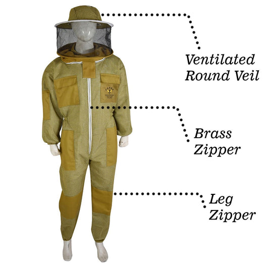 Beekeeping Ventilated Overall/Suit With Round Veil
